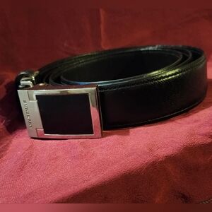 Burberry Black Leather Belt With Silver Buckle